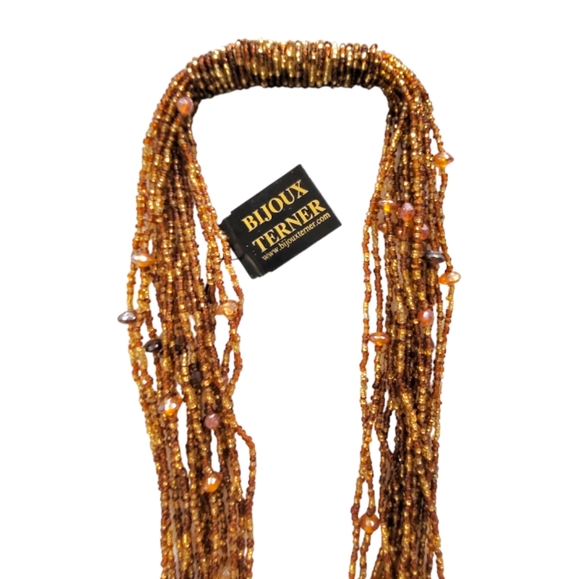 Bijoux Terner Jewelry - Bijoux Terner NWT Brown Glass Seed Bead Long Ethnic Lariat Necklace